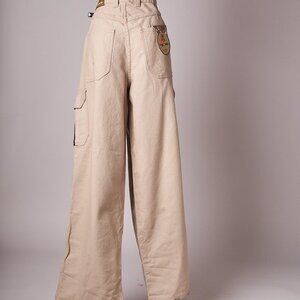 1990s Deadstock Tan Wide Split Skateboarding Cargo Pants
